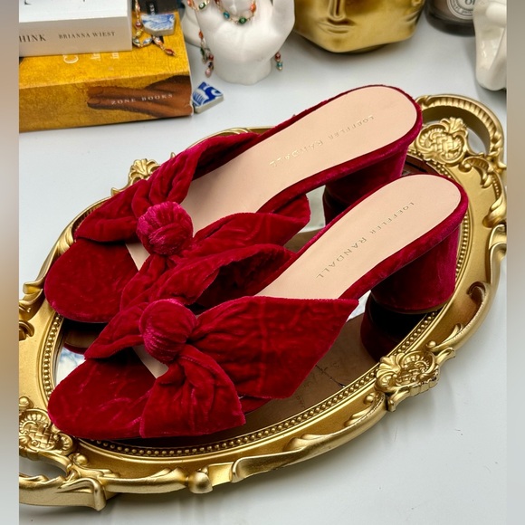 🆕 LOEFFLER RANDALL 🧿 NWOB Celeste Knotted Velvet Block Mid Heel Slide, Sz 7 - Picture 7 of 14